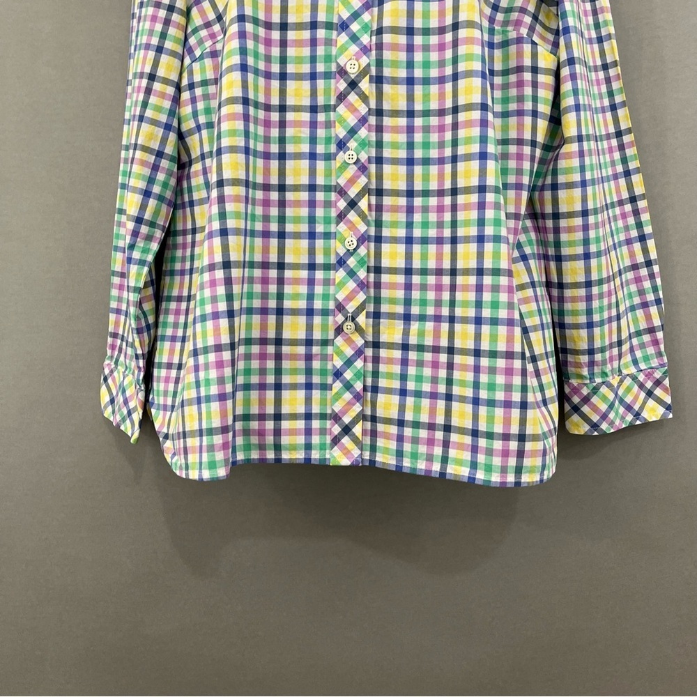 Talbots Multicolor Check Button Front Cotton Long… - image 4